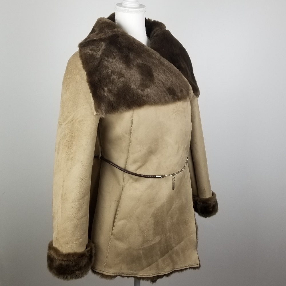 NEW! Jennifer Lopez Luxe Faux Fur Suede Coat - Picture 4 of 7